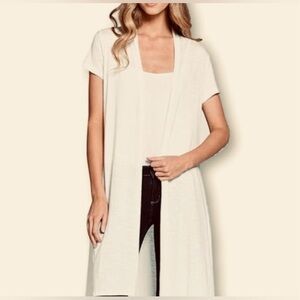 Chico’s White Open Knit Duster, Size 1